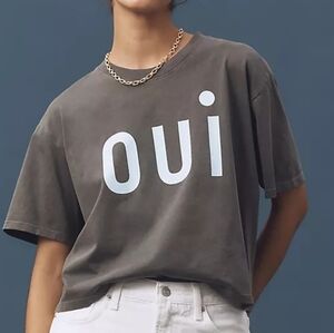 Clare V. Le Carré Tee Faded Black and Cream Size S